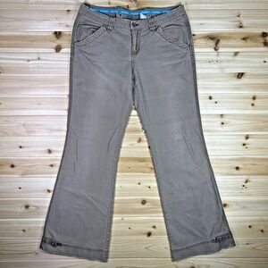 Maurices Jeans Womens 9 Mid Rise Khaki Adjustable Waist and Cuff Flare Pants